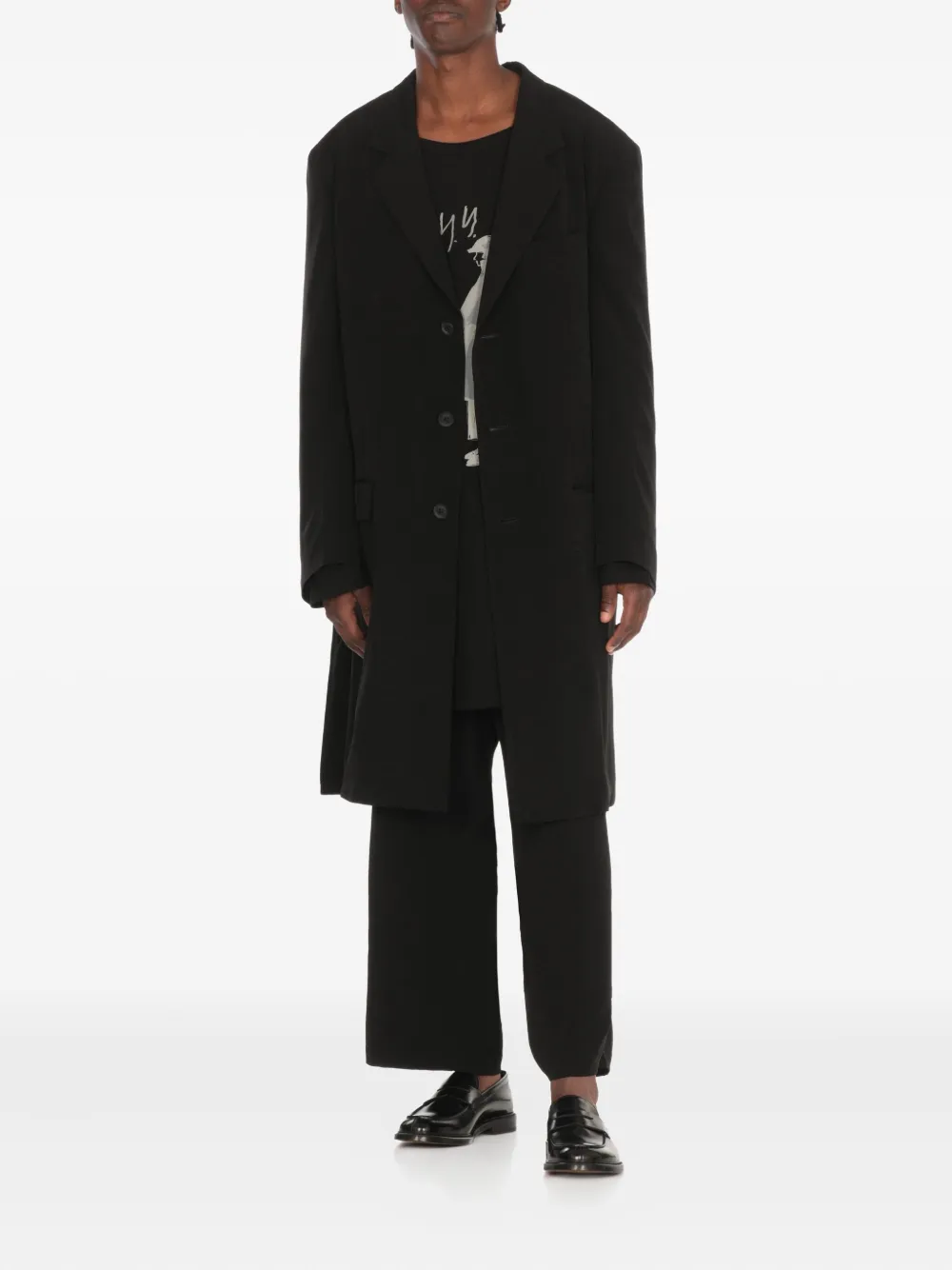 Yohji Yamamoto T-shirt met logoprint Zwart