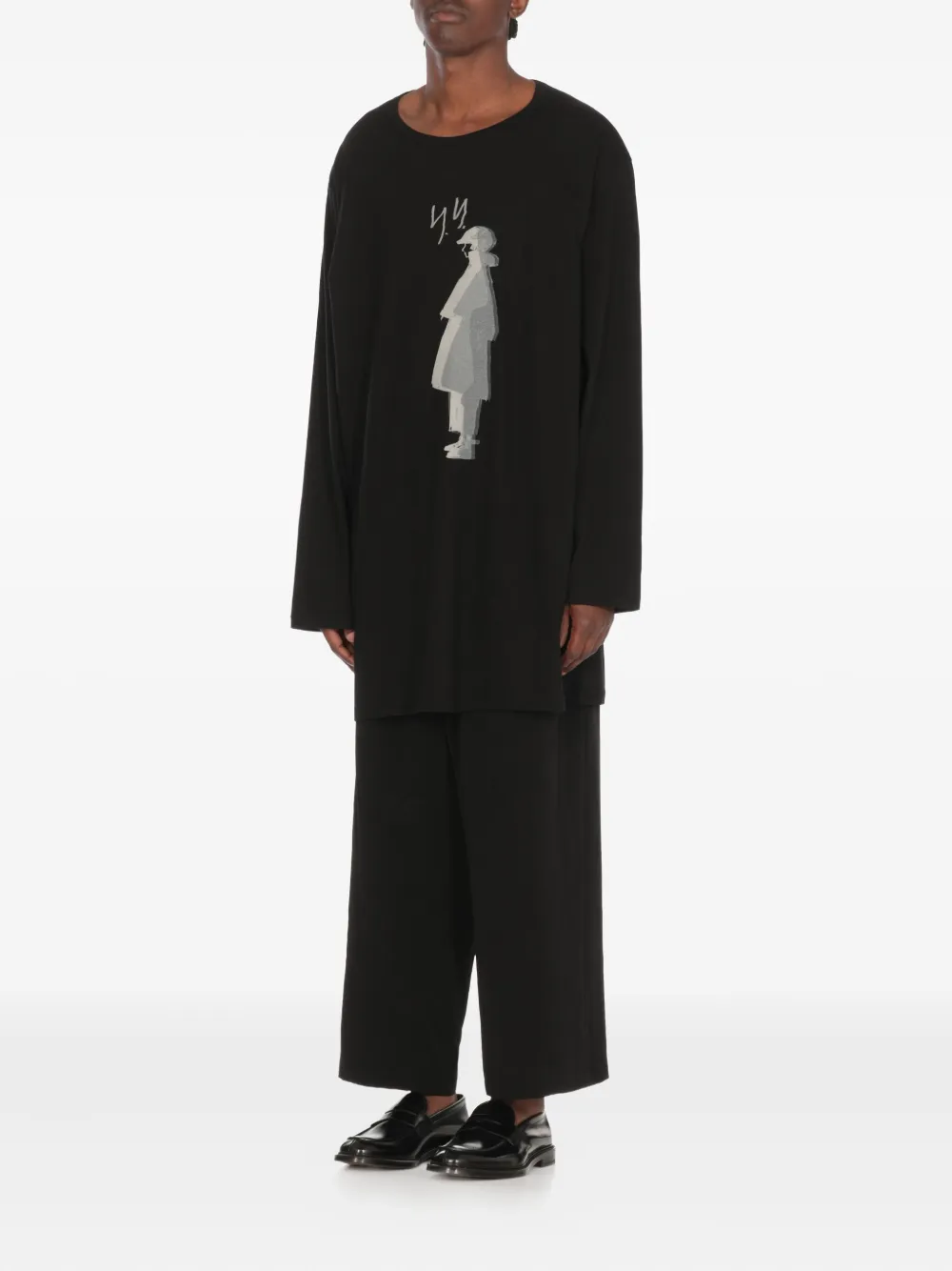 Yohji Yamamoto T-shirt met logoprint Zwart