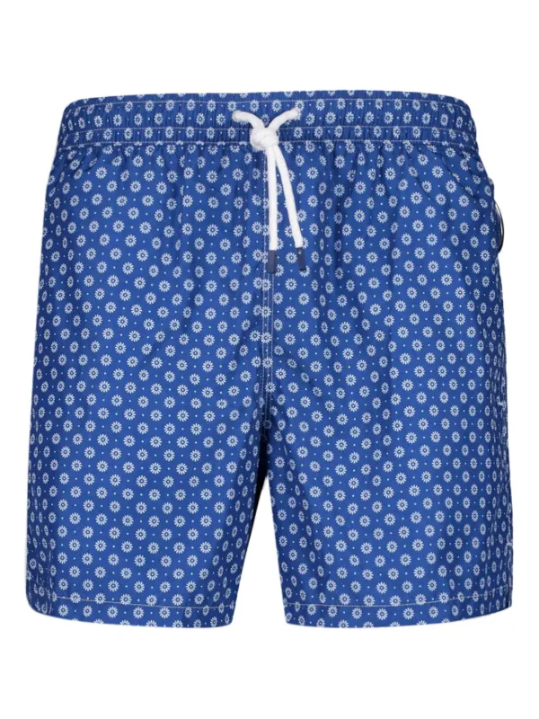 Fedeli Flower-pattern Swim Trunk in Blue