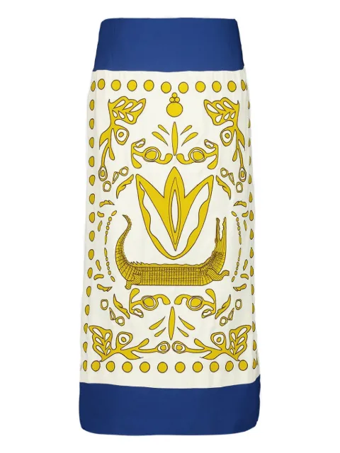 PAULA Elizabeth embroidered-crocodile pencil skirt