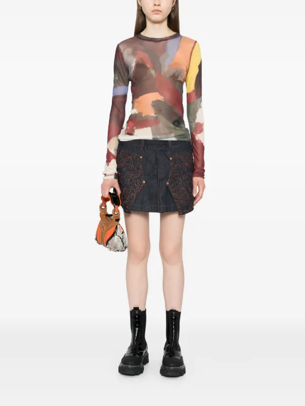 ■ANDERSSON BELL■ Embroidered panel pleated denim skirt apa 28084251_58690621_600.jpg