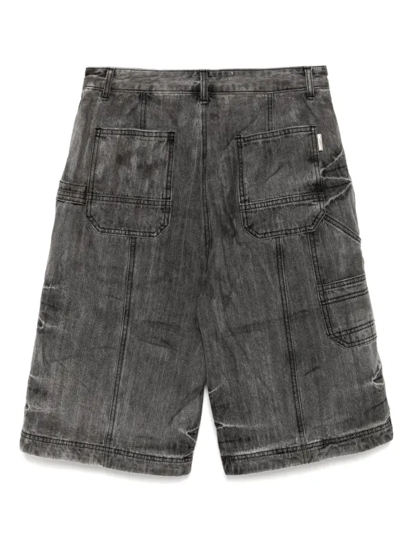 juun.j デニムカーゴパンツ　ショートパンツ Juun.J アシッドウォッシュ デニムショーツ | ブラック | FARFETCH JP
