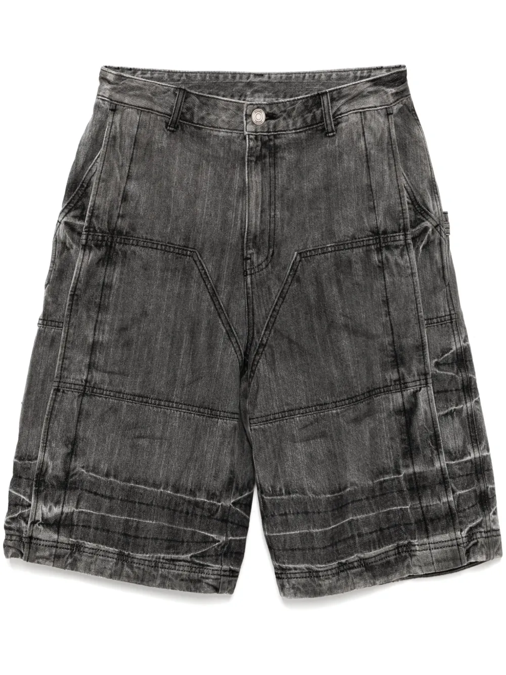 acid-wash denim shorts