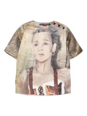 【ANDERSSON BELL】 COW PRINTED MESH T-SHIRTS COW PRINTED MESH T-SHIRTS atb1288m(BROWN) – Andersson Bell