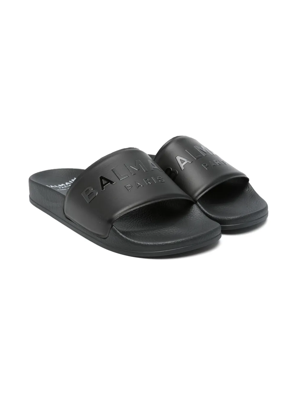 Balmain Kids logo.appliqué slides Black