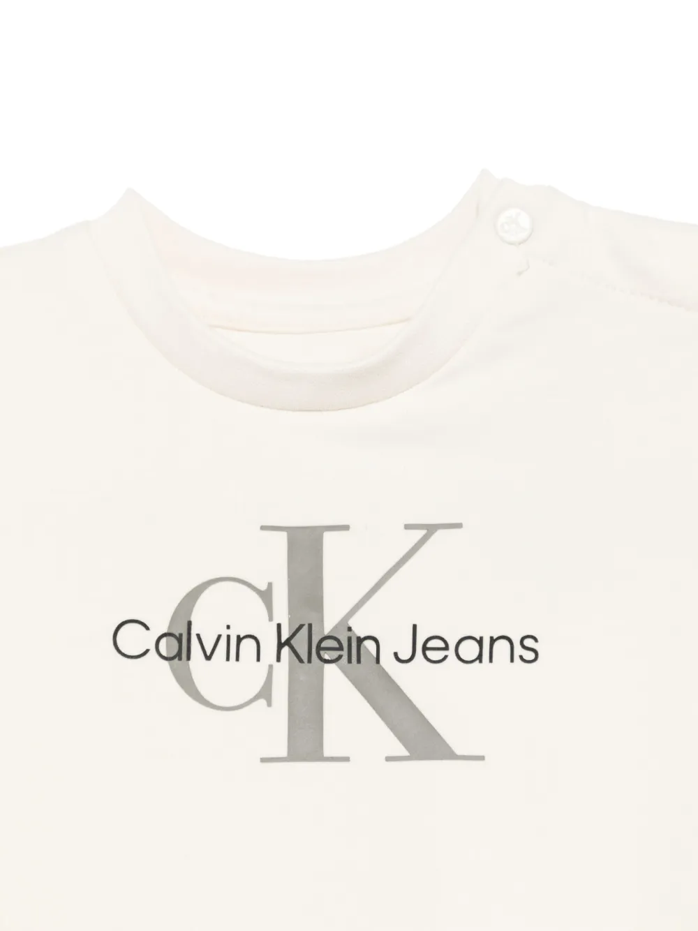 Shop Calvin Klein Logo-print T-shirt In Neutrals