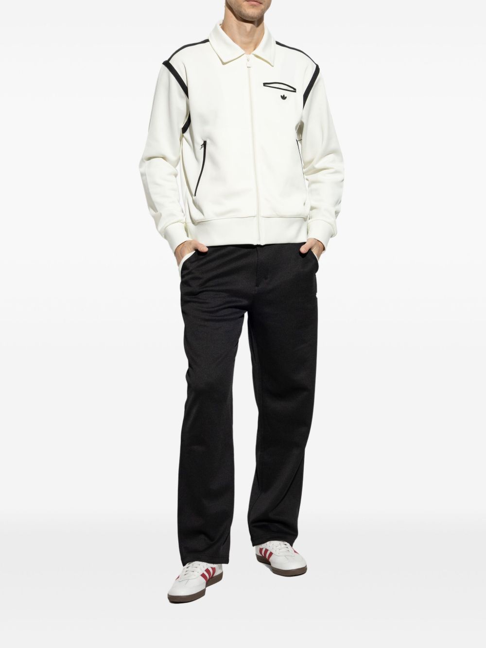 adidas stripe-detail track jacket - Wit