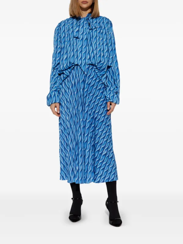 Balenciaga cable-knit-print Midi Dress | Blue | FARFETCH IE