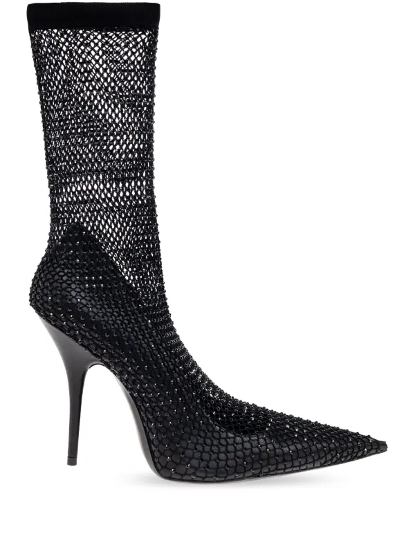 Balenciaga 110mm Avenue Fishnet Booties in Black