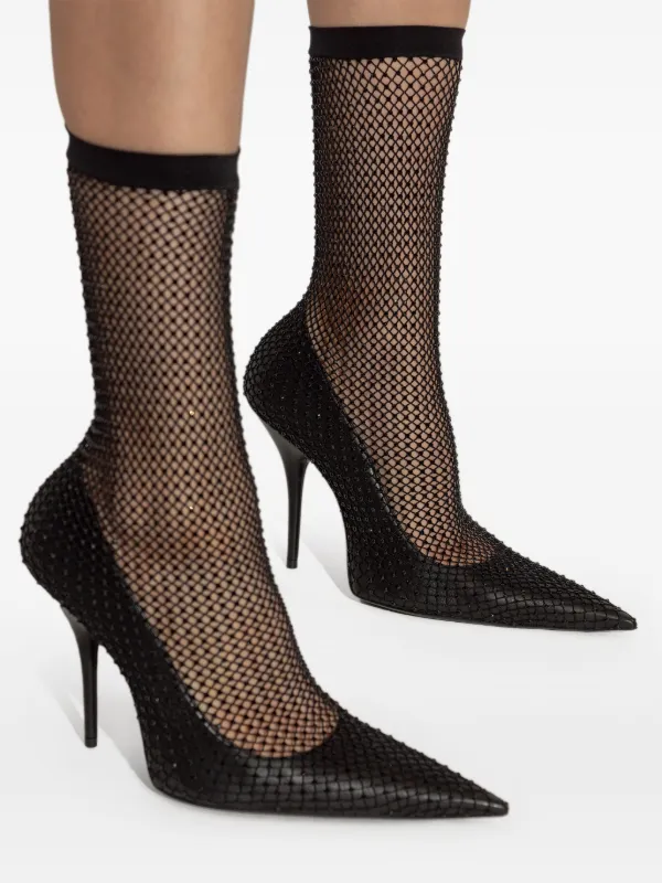 【関税込み】Balenciaga ブラック Avenue 110mm Bootie ヒール Balenciaga 110mm Avenue Fishnet Booties | Black | FARFETCH