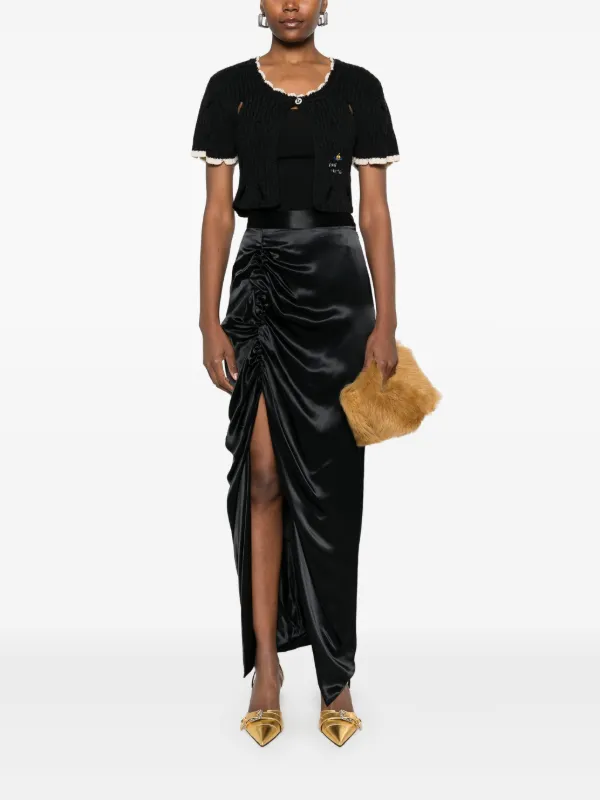 スカート Vivienne Westwood Draped Maxi Skirt With Side Slit Black 'Panther' draped skirt Vivienne Westwood