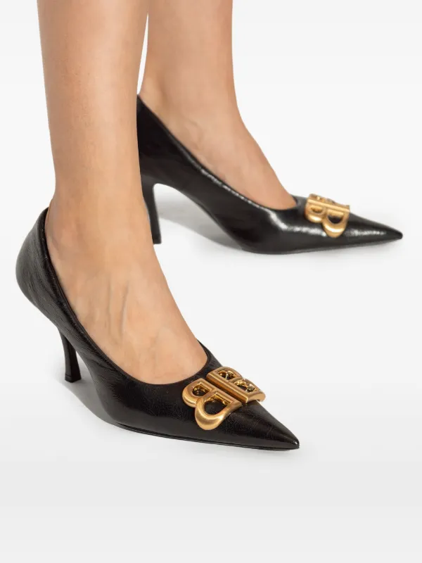 パンプス Balenciaga Black Leather Monaco Pumps Women's Monaco Pump in Black | Balenciaga US