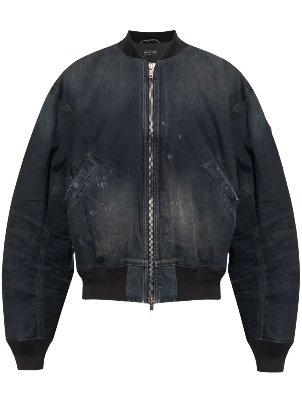 Balenciaga Denim Bomber Jacket In Blue