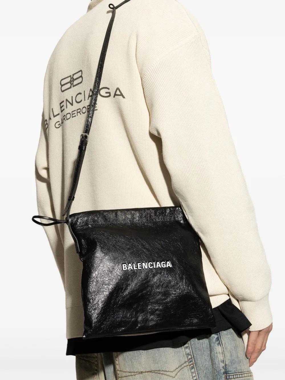 Balenciaga Messengertas met logoprint - 1090 BLACK