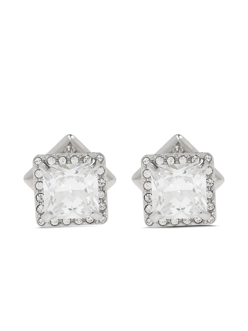 Balenciaga Crystal-embellished Stud Earrings In Silver