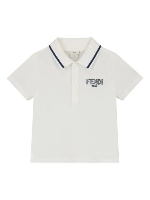 Fendi Kids Camisa polo com logo bordado