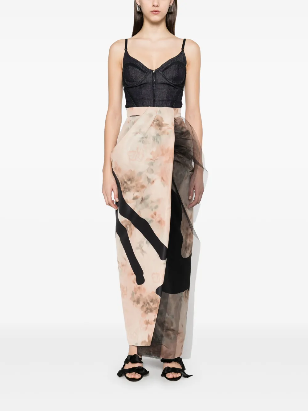 Vivienne Westwood Gedrapeerde maxi-rok met hertenprint - Beige