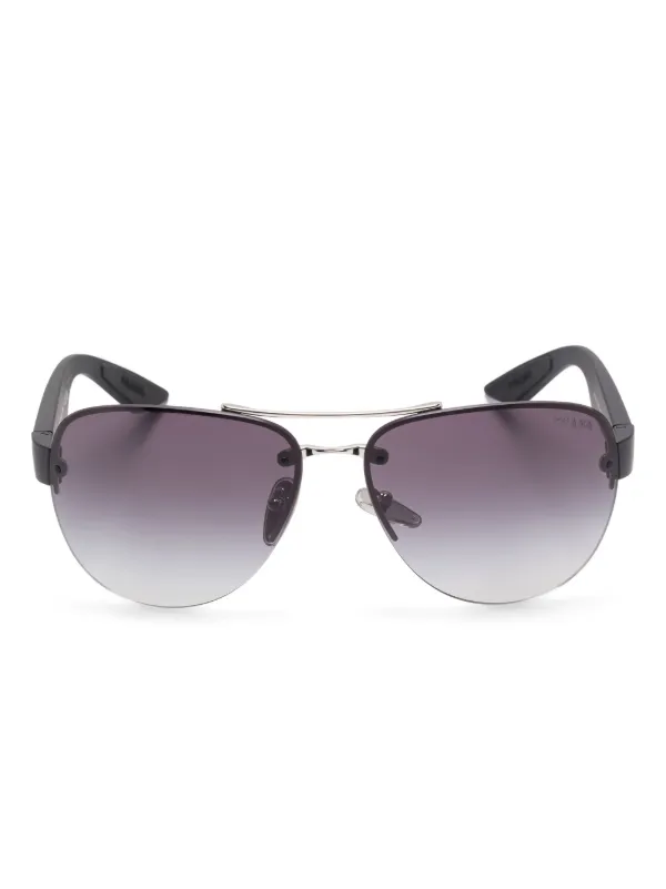 PRADA SILVER FRAME & LAVENDER LENSES SUNGLASSES Prada Sunglasses - Purple,Silver | Editorialist main image 2