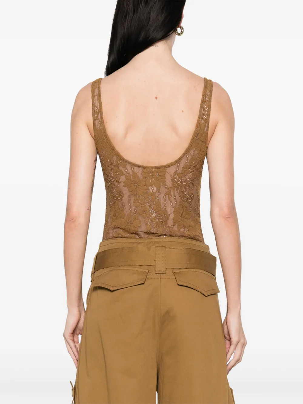 ZIMMERMANN Kanten body met diepe ronde hals Beige