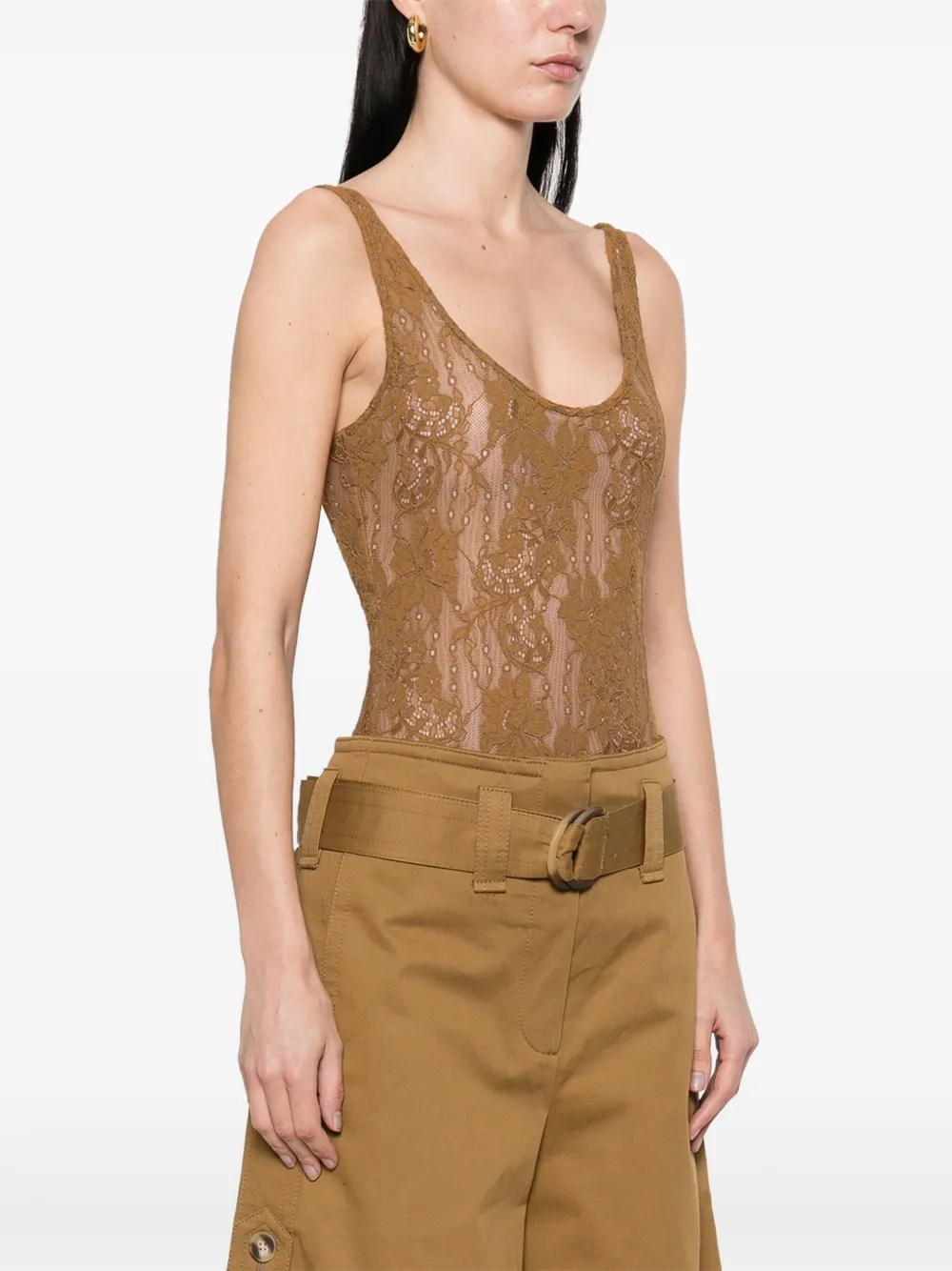 ZIMMERMANN Kanten body met diepe ronde hals Beige