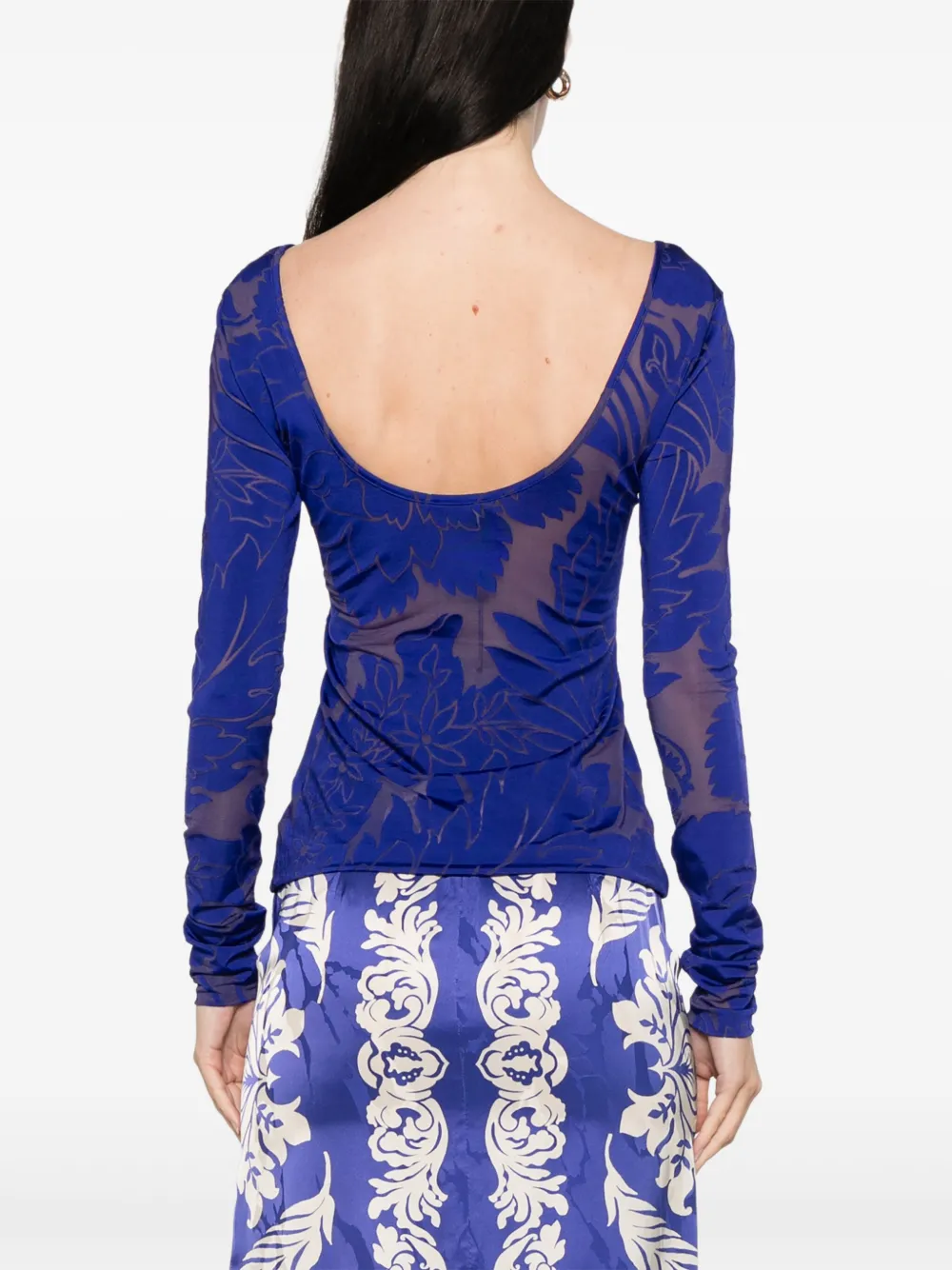 ETRO T-shirt met bloemen intarsia Blauw