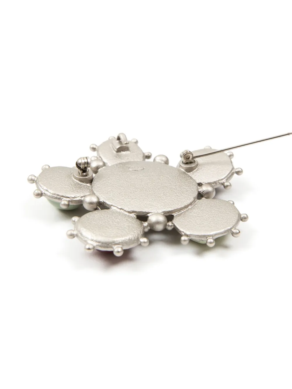 Pre-owned Chanel 2013 Cc Multi-stone Brooch In Silver