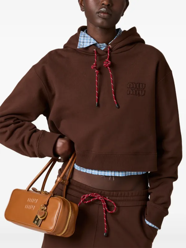 Miu Miu Cotton Fleece Hoodie | Brown | FARFETCH