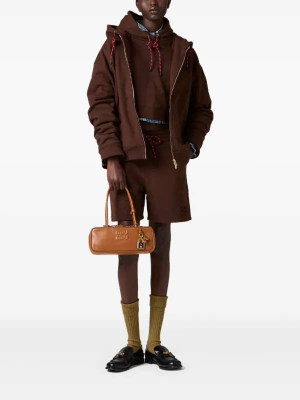 Miu Miu Cotton Fleece Hoodie | Brown | FARFETCH