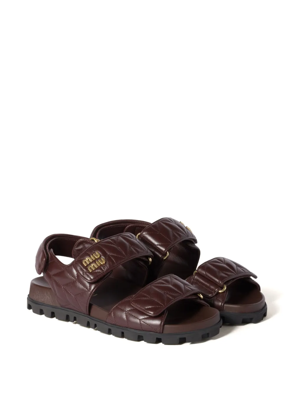 Miu Leren sandalen Bruin