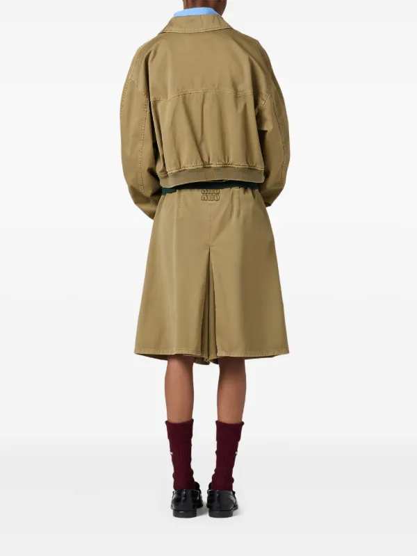 Miu Miu garment-dyed Cotton Bomber Jacket | Green | FARFETCH