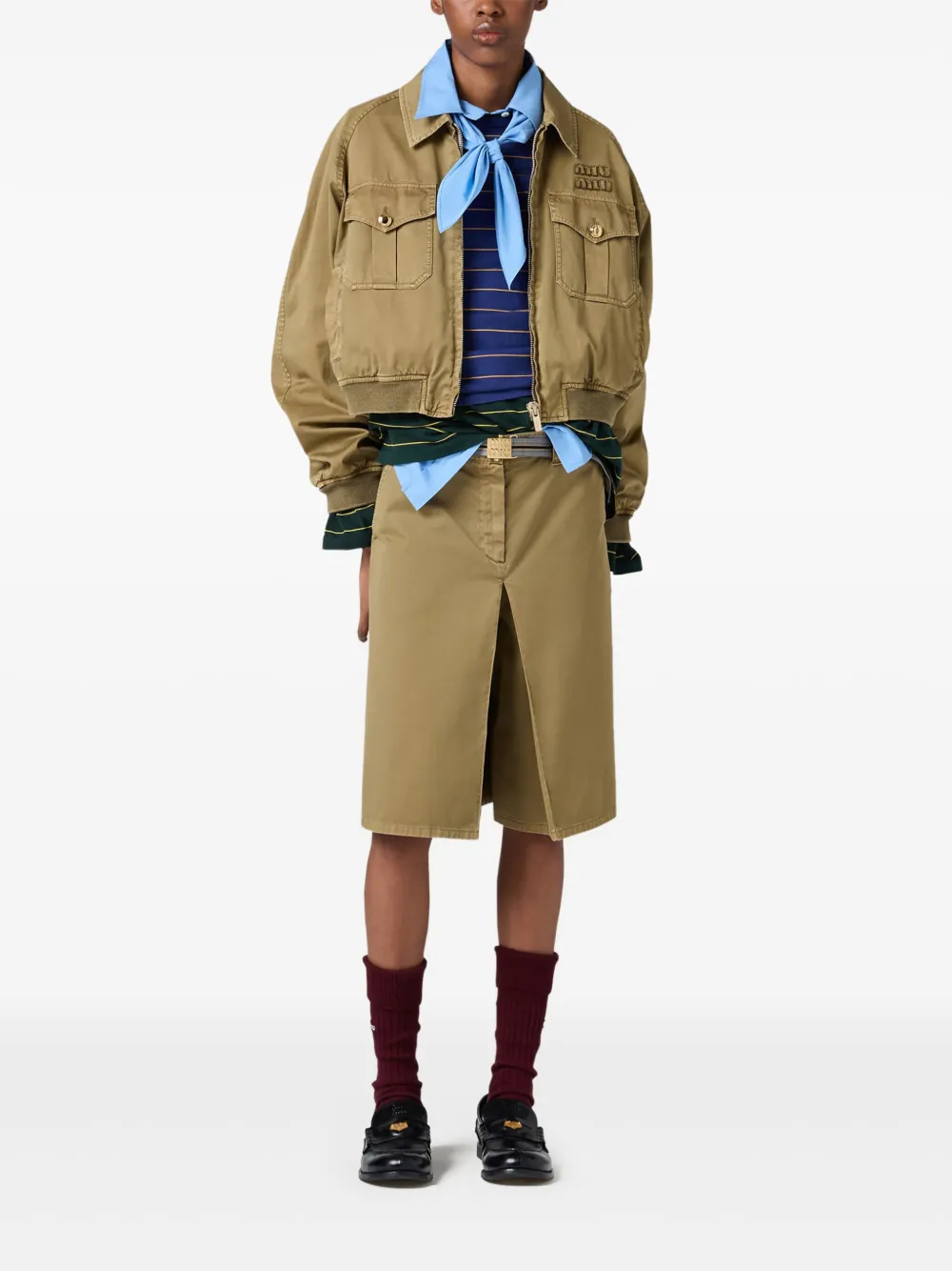 Miu Miu garment-dyed cotton bomber jacket | Varsity Jackets | Image 2