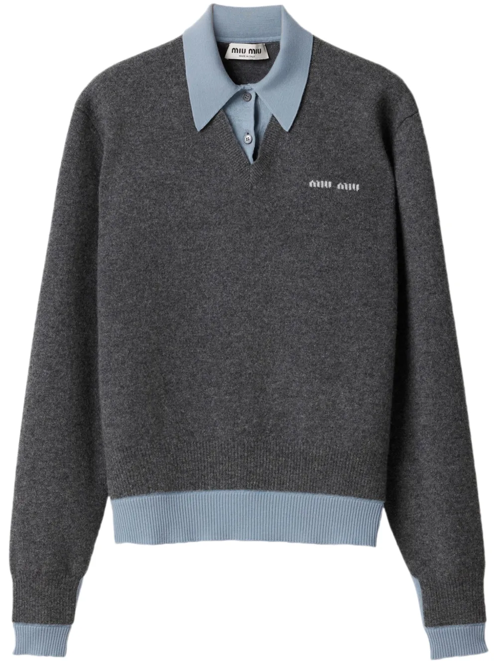 Miu Miu playera tipo polo a capas | gris | Image 1
