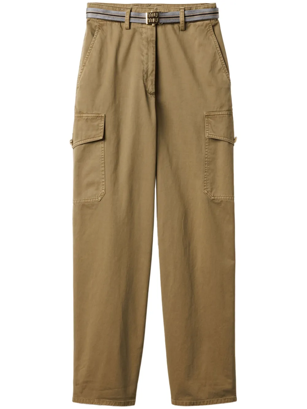 Miu Miu garment-dyed cotton trousers | Green | Image 1