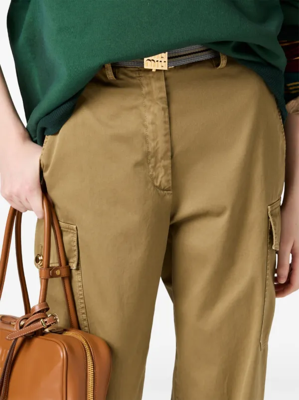 Miu Miu ガーメントダイ パンツ | グリーン | FARFETCH JP