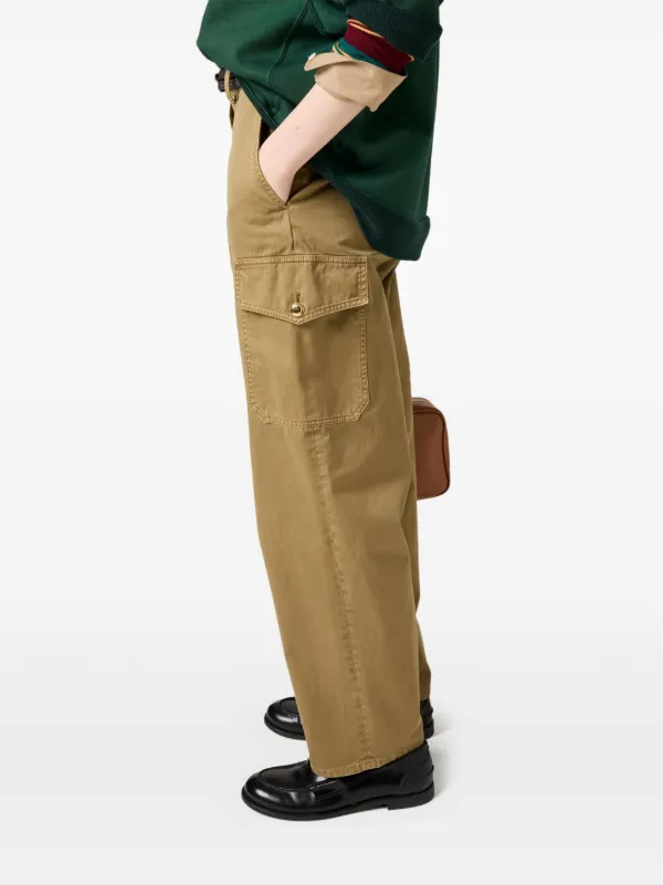 【MIU MIU】オリーブ色のガーメントダイギャバジンパンツ Miu Miu ガーメントダイ パンツ | グリーン | FARFETCH JP