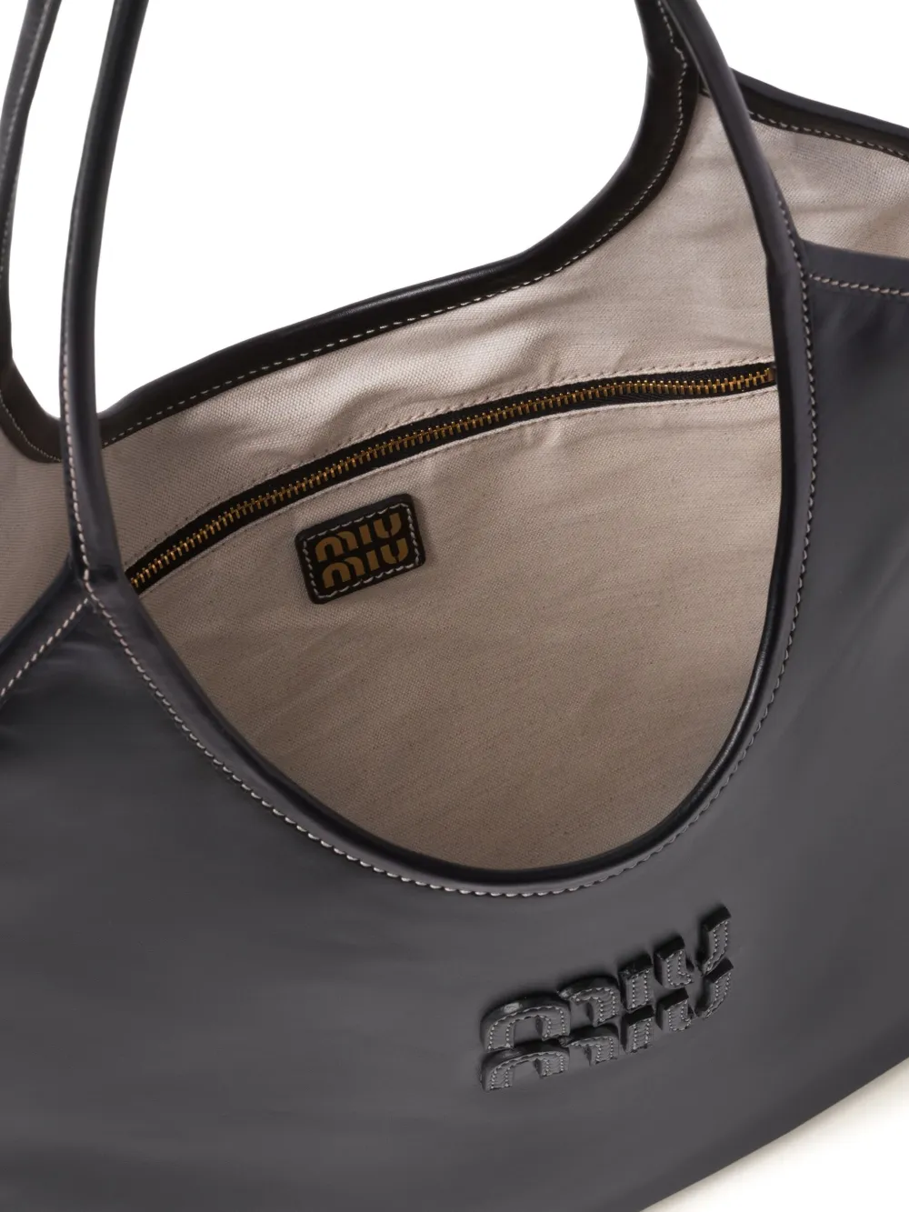 【完売必至】Miu Miu Borsa Ivy ロゴクロシェ Miu Miu Ivy Leather Tote Bag | Black | FARFETCH HK