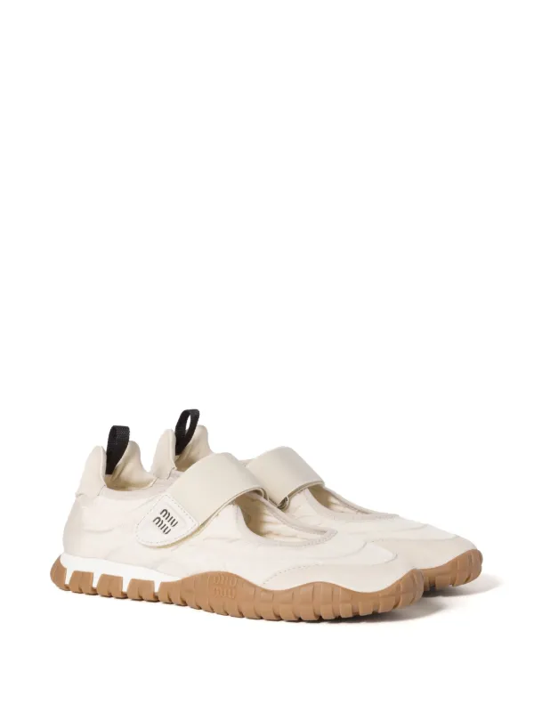Miu Miu logo-band Ballerina Shoes | Black | FARFETCH