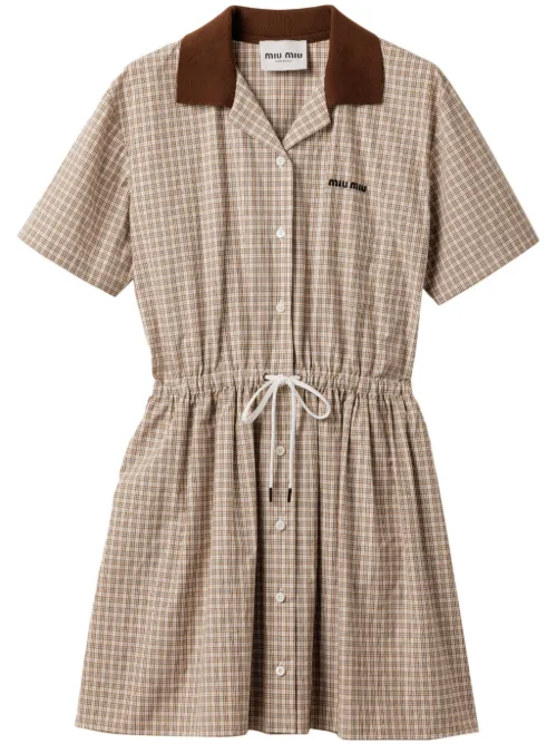 Robe courte à carreaux - Miu Miu - Modalova