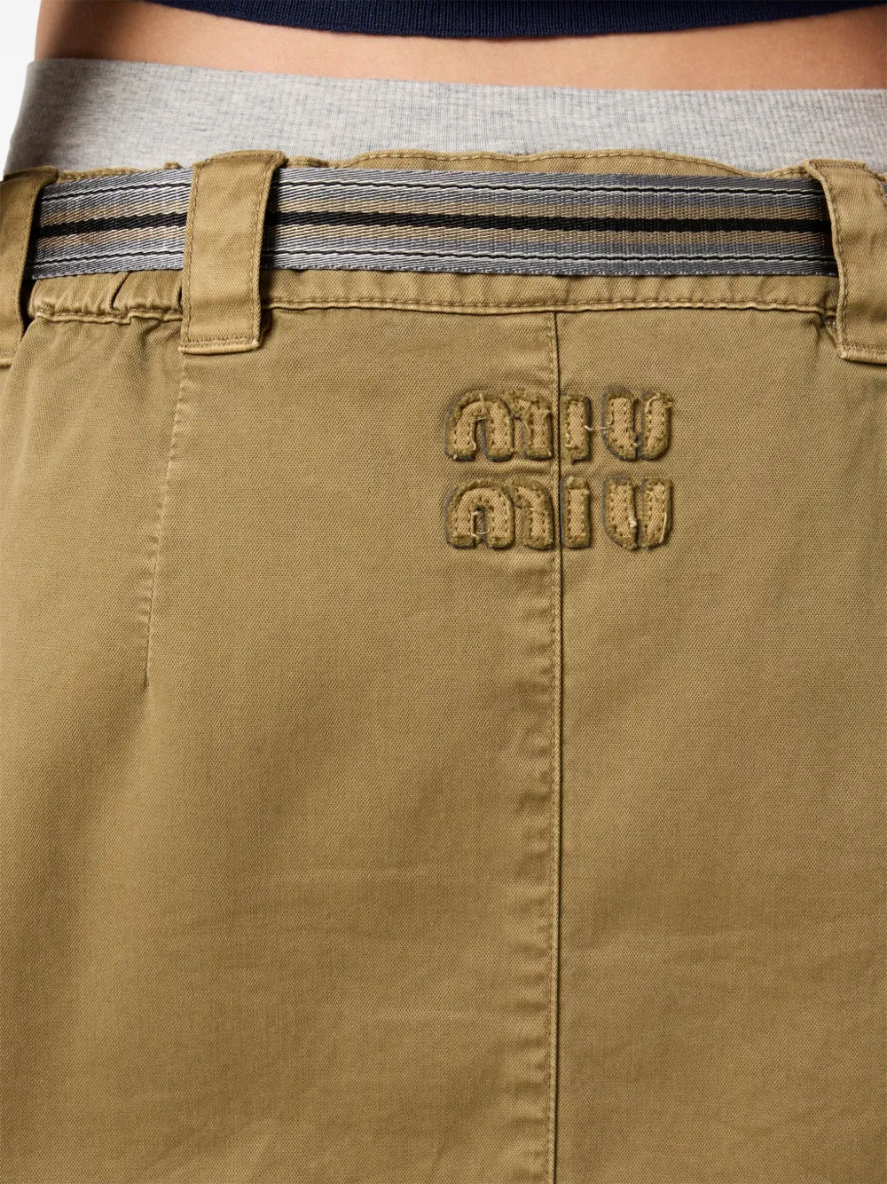 Shop Miu Miu Garment-dyed Cotton Miniskirt In Green