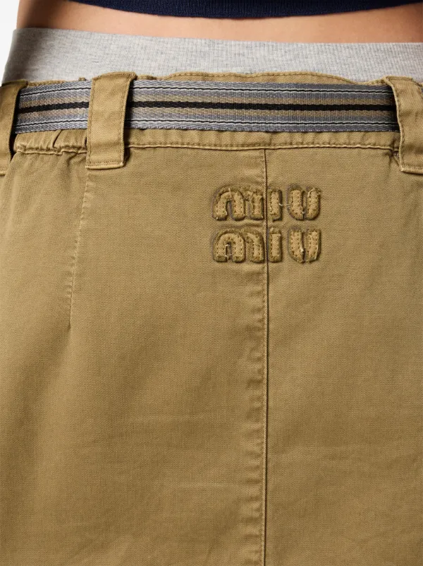 Miu Miu garment-dyed Cotton Miniskirt | Green | FARFETCH