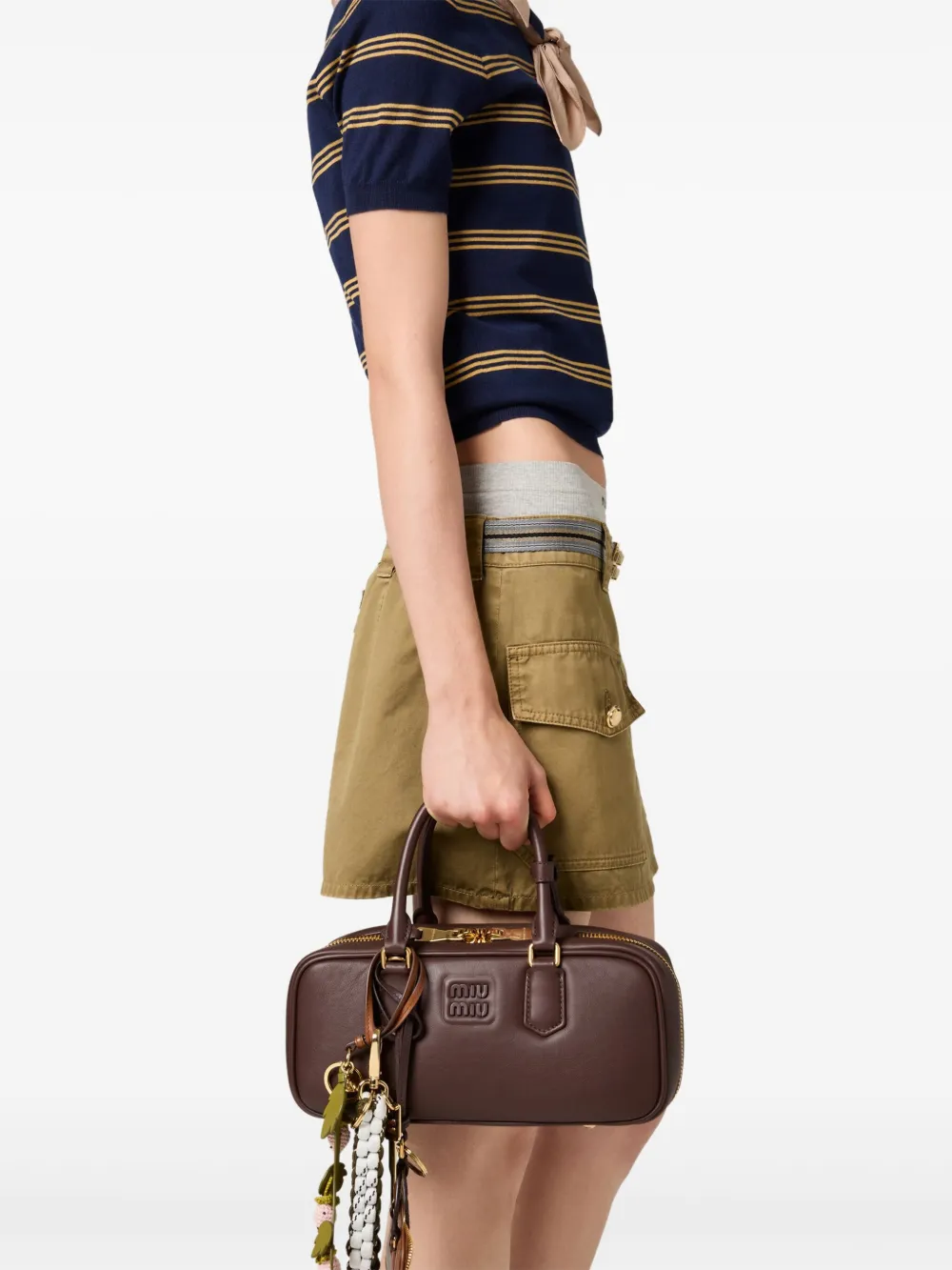 Shop Miu Miu Garment-dyed Cotton Miniskirt In Green