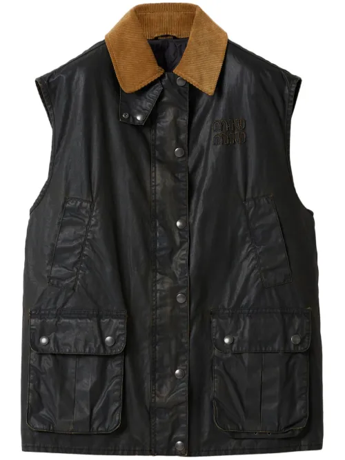 Miu Miu gilet en popeline - Noir - Miu Miu - Modalova