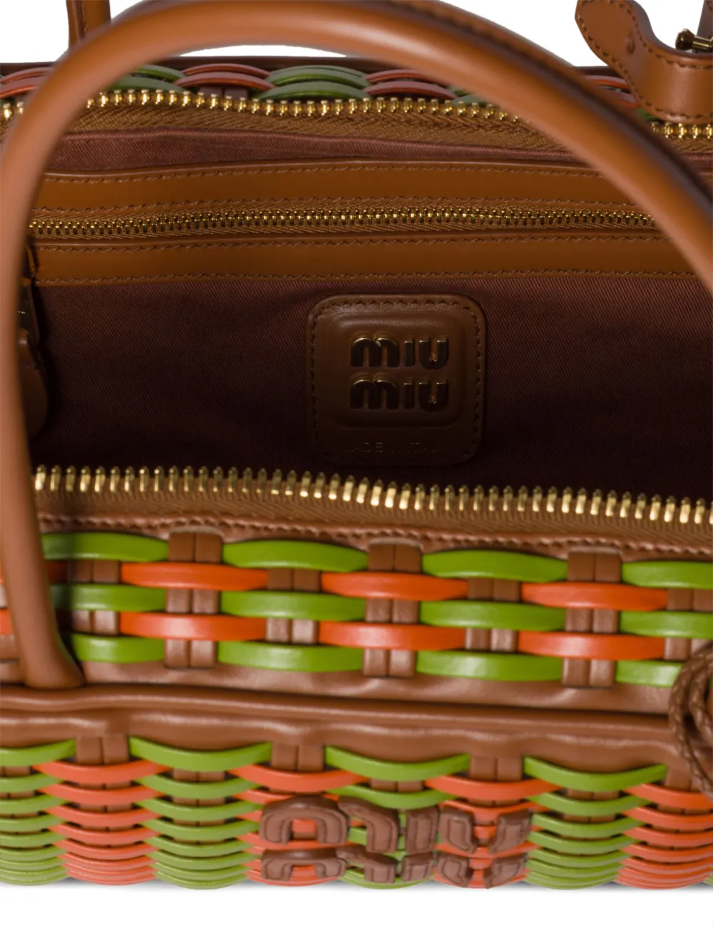Miu Beau leren shopper Bruin