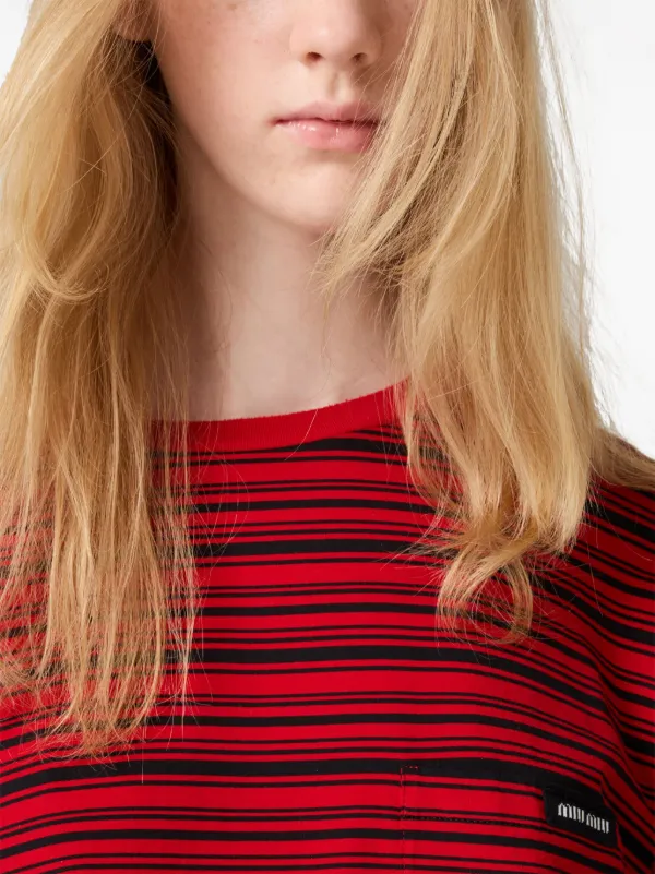 Miu Miu Cotton Jersey T-shirt | Red | FARFETCH