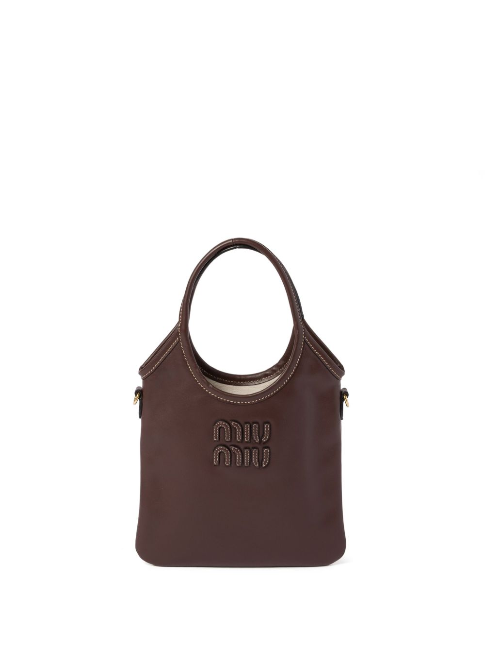 Miu Ivy leren shopper Bruin