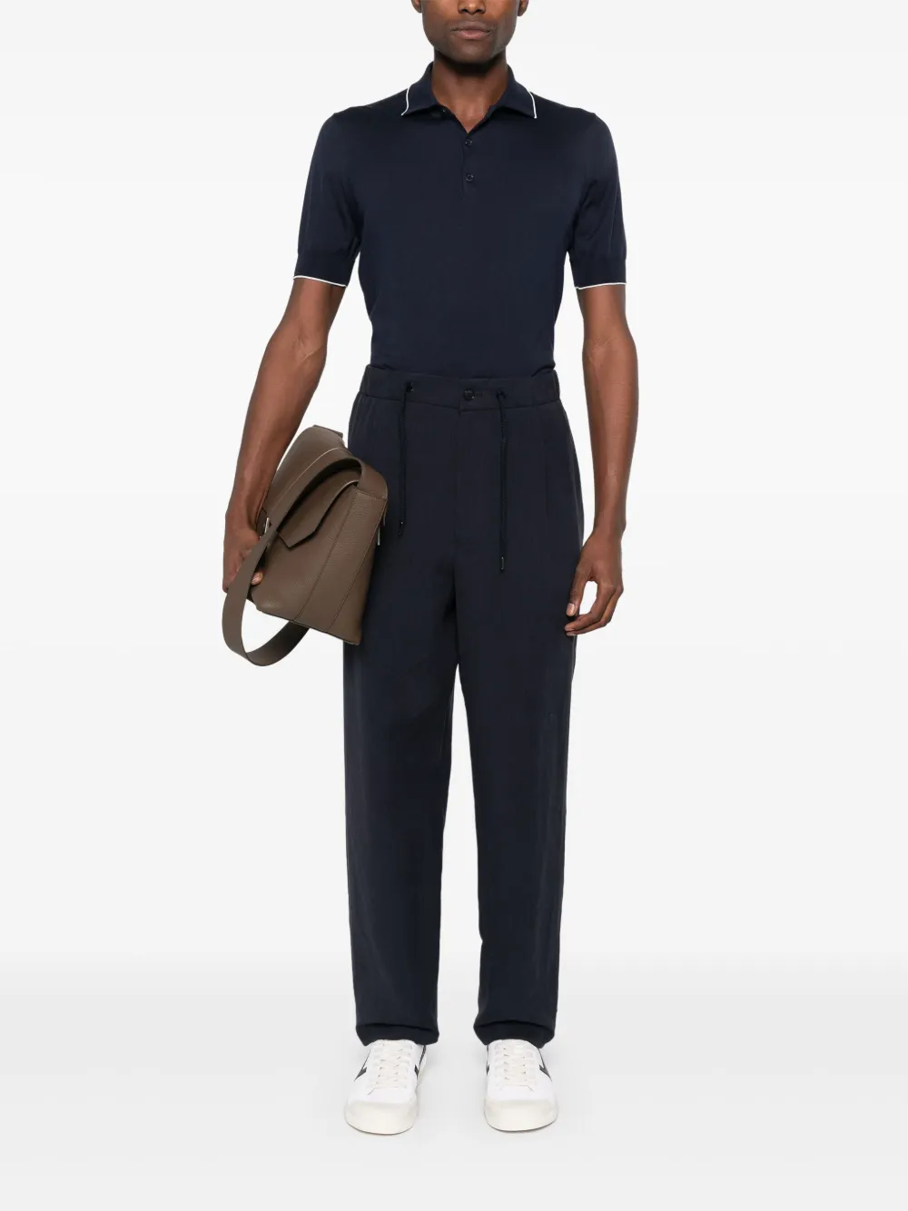 Giorgio Armani pleat-detailing linen trousers - Blauw