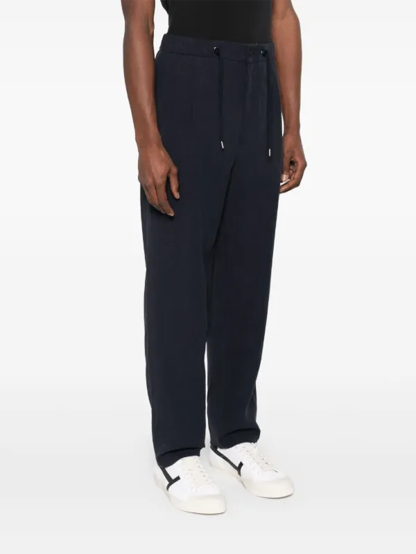 Giorgio Armani pleat-detailing Linen Trousers | Blue | FARFETCH