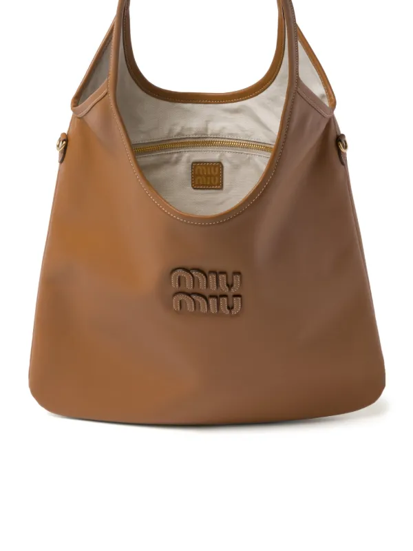 ★関税込み★ MiuMiu BROWN LEATHER IVY TOTE BAG Miu Miu IVY Tote Bag | Brown | FARFETCH