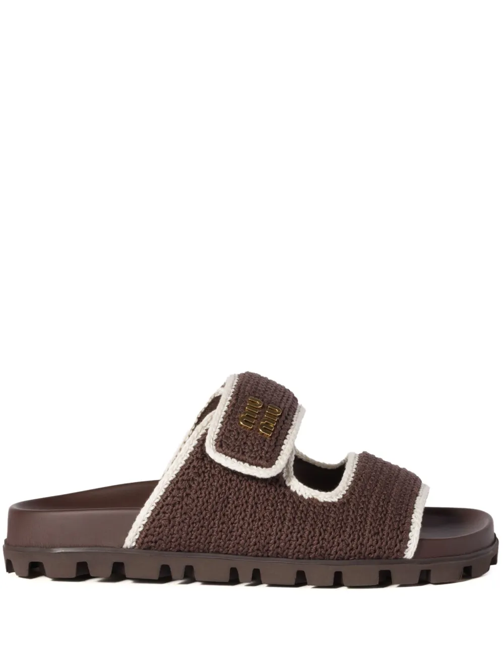 Miu crochet-knit slides Brown