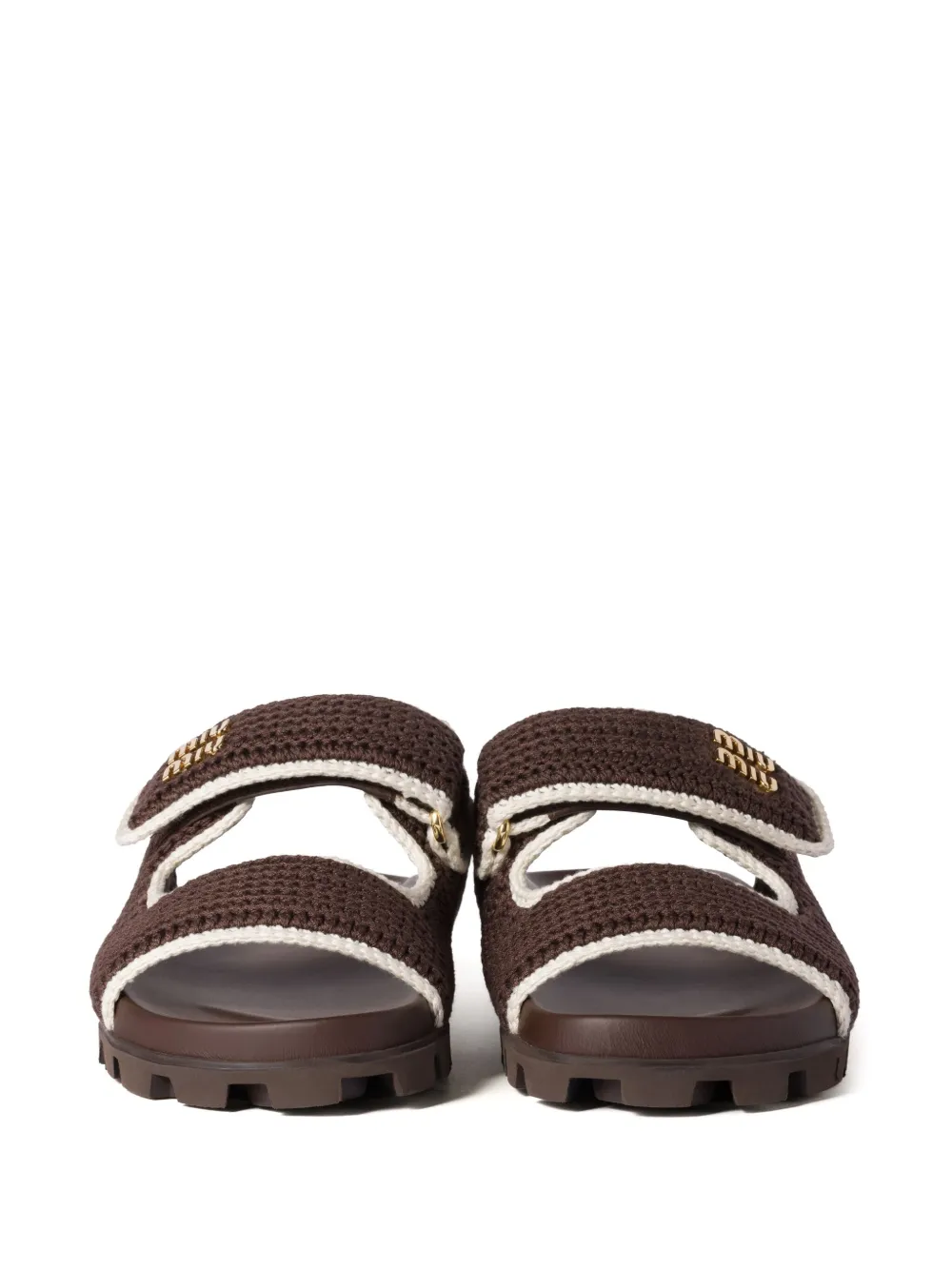 Miu crochet-knit slides Brown